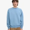 Suéter orgánico de cuello redondo oversize - Azul mar