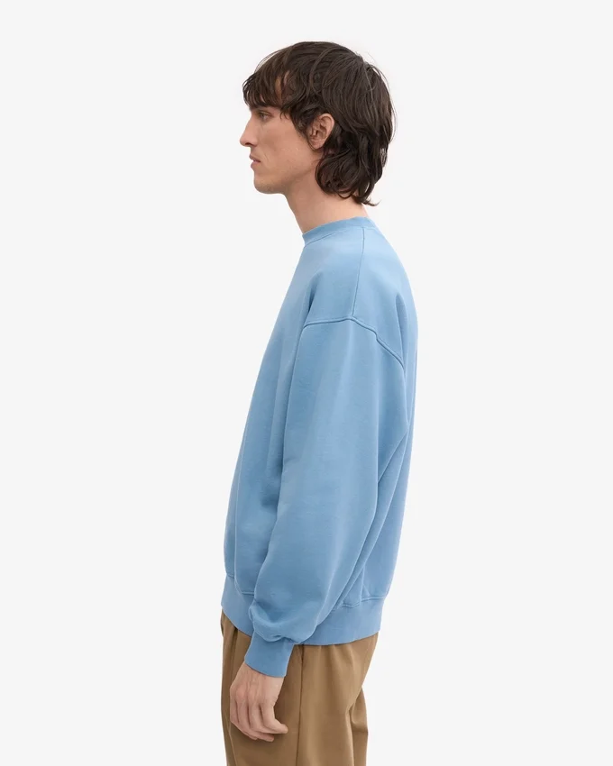 Suéter orgánico de cuello redondo oversize - Azul mar