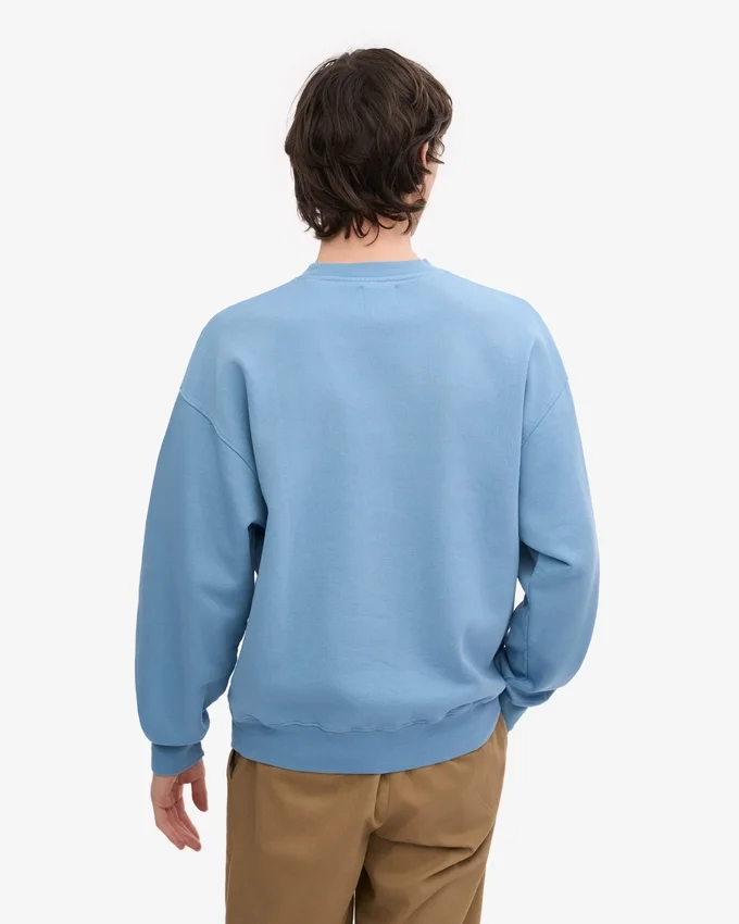 Suéter orgánico de cuello redondo oversize - Azul mar