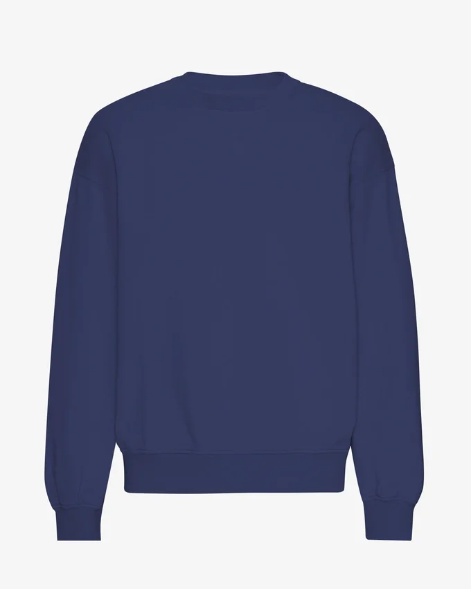 Suéter orgánico de cuello redondo oversize - Azul marino