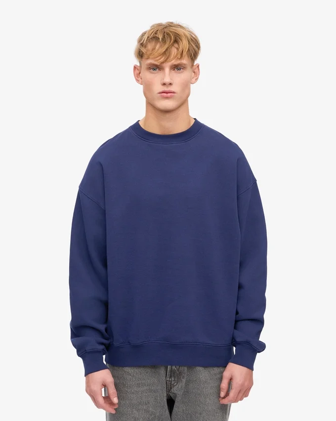 Suéter orgánico de cuello redondo oversize - Azul marino