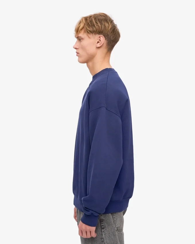 Suéter orgánico de cuello redondo oversize - Azul marino
