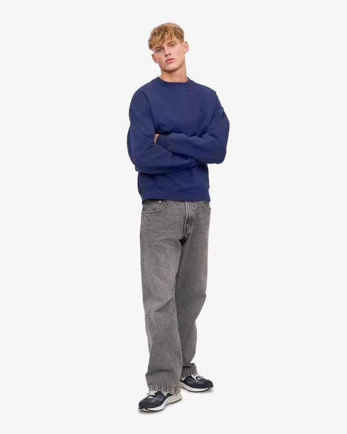 Suéter orgánico de cuello redondo oversize - Azul marino