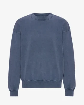 Suéter orgánico de cuello redondo oversize - Azul Neptuno