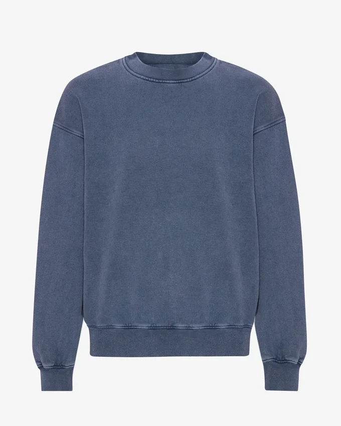 Suéter orgánico de cuello redondo oversize - Azul Neptuno