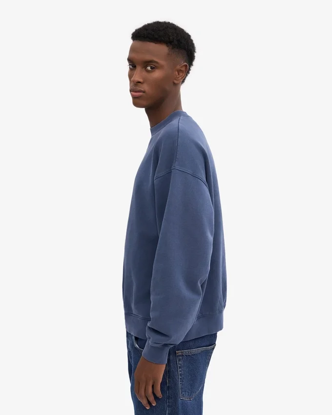 Suéter orgánico de cuello redondo oversize - Azul Neptuno