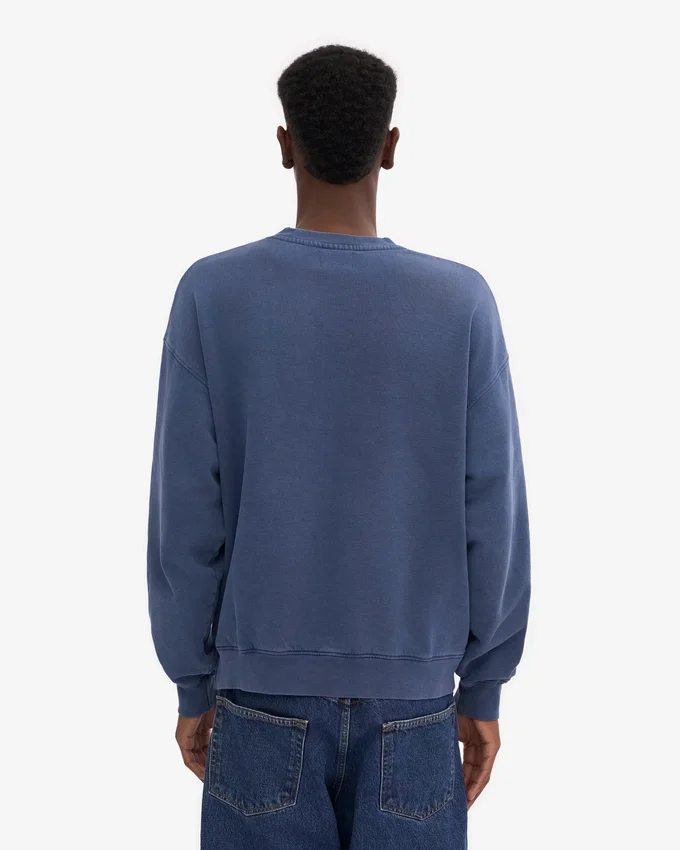 Suéter orgánico de cuello redondo oversize - Azul Neptuno