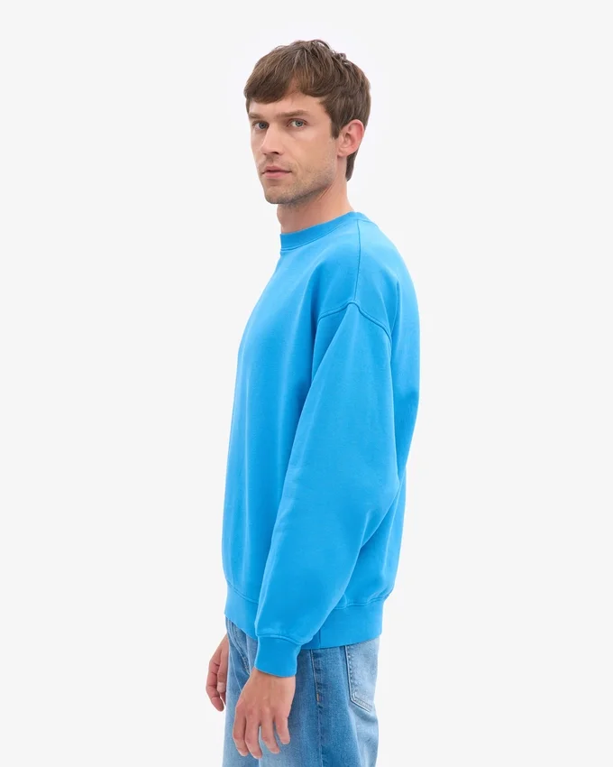 Suéter orgánico de cuello redondo oversize - Azul Pacífico