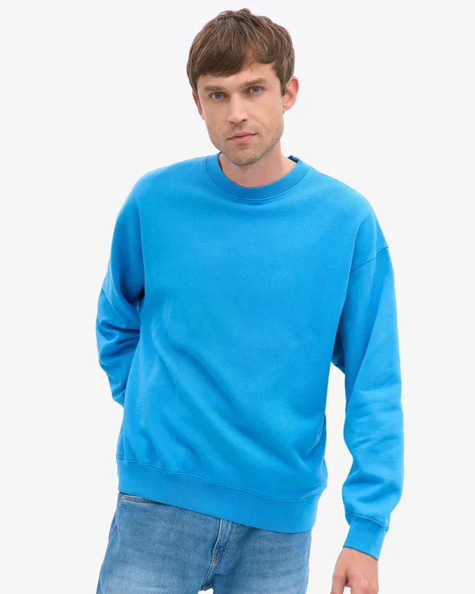 Suéter orgánico de cuello redondo oversize - Azul Pacífico