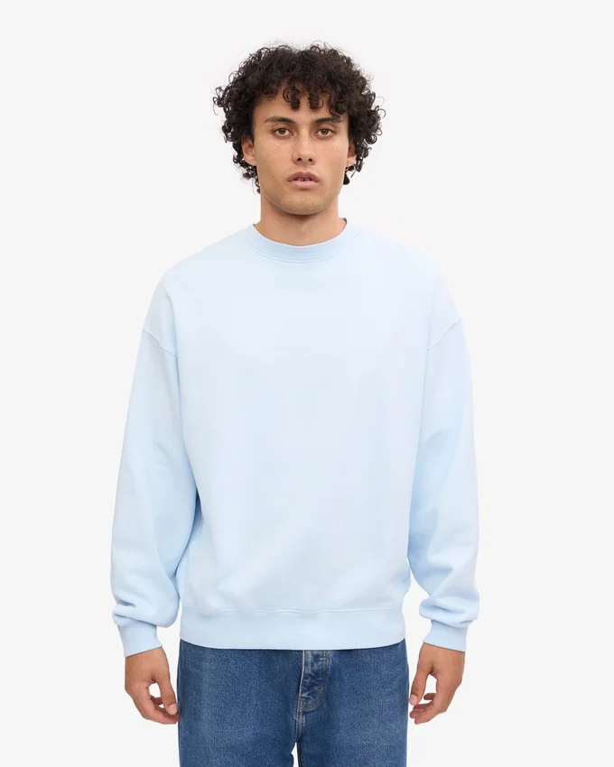 Suéter orgánico de cuello redondo oversize - Azul polar