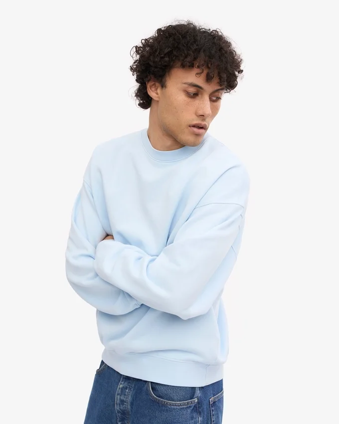 Suéter orgánico de cuello redondo oversize - Azul polar