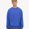 Suéter orgánico de cuello redondo oversize - Azul zafiro