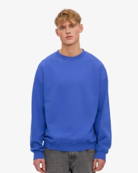 Suéter orgánico de cuello redondo oversize – Azul zafiro