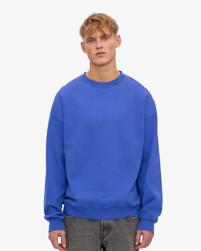 Suéter orgánico de cuello redondo oversize - Azul zafiro