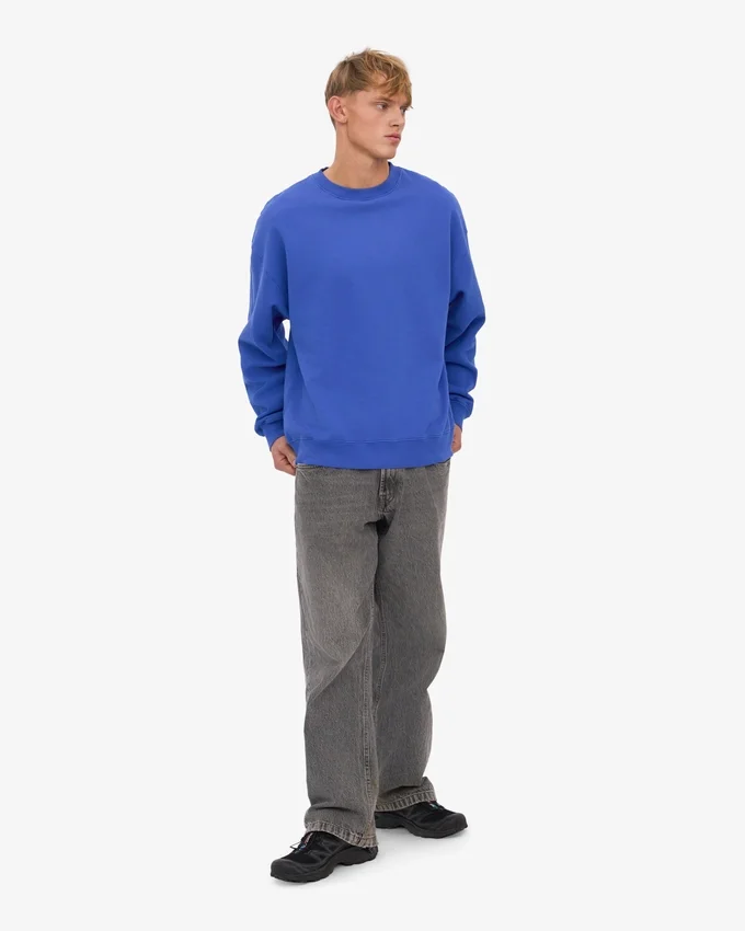 Suéter orgánico de cuello redondo oversize - Azul zafiro