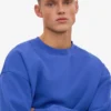 Suéter orgánico de cuello redondo oversize - Azul zafiro