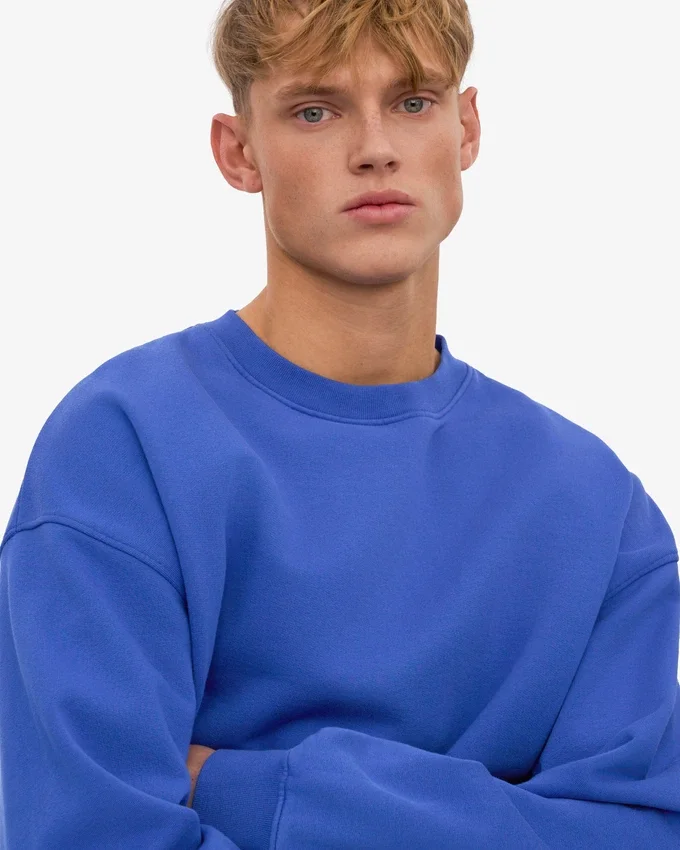 Suéter orgánico de cuello redondo oversize - Azul zafiro