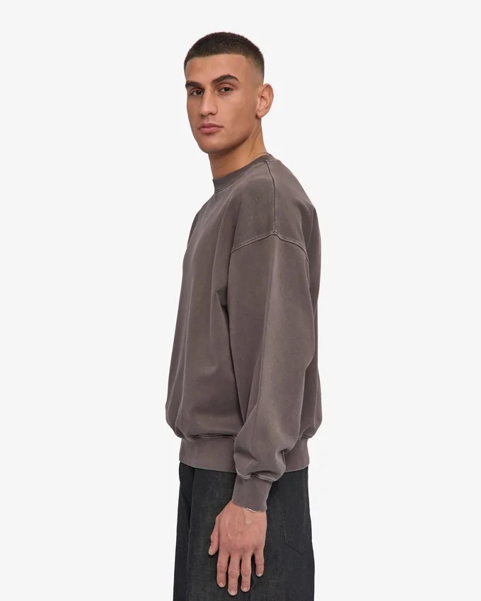 Suéter orgánico de cuello redondo oversize - Barro descolorido