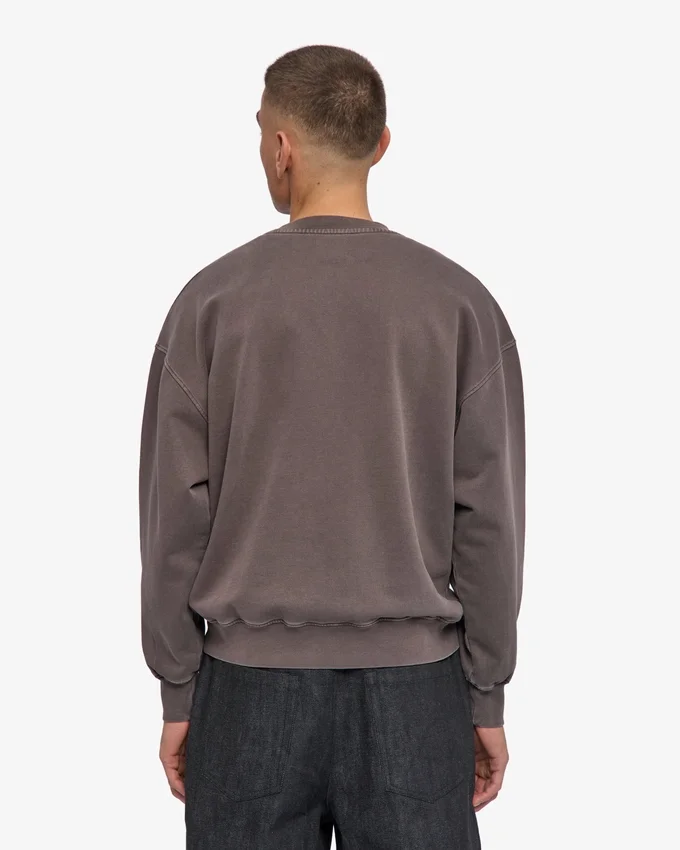 Suéter orgánico de cuello redondo oversize - Barro descolorido