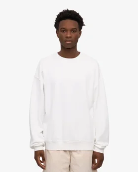 Suéter orgánico de cuello redondo oversize – Blanco óptico
