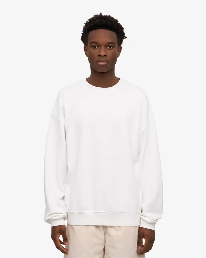 Suéter orgánico de cuello redondo oversize - Blanco óptico