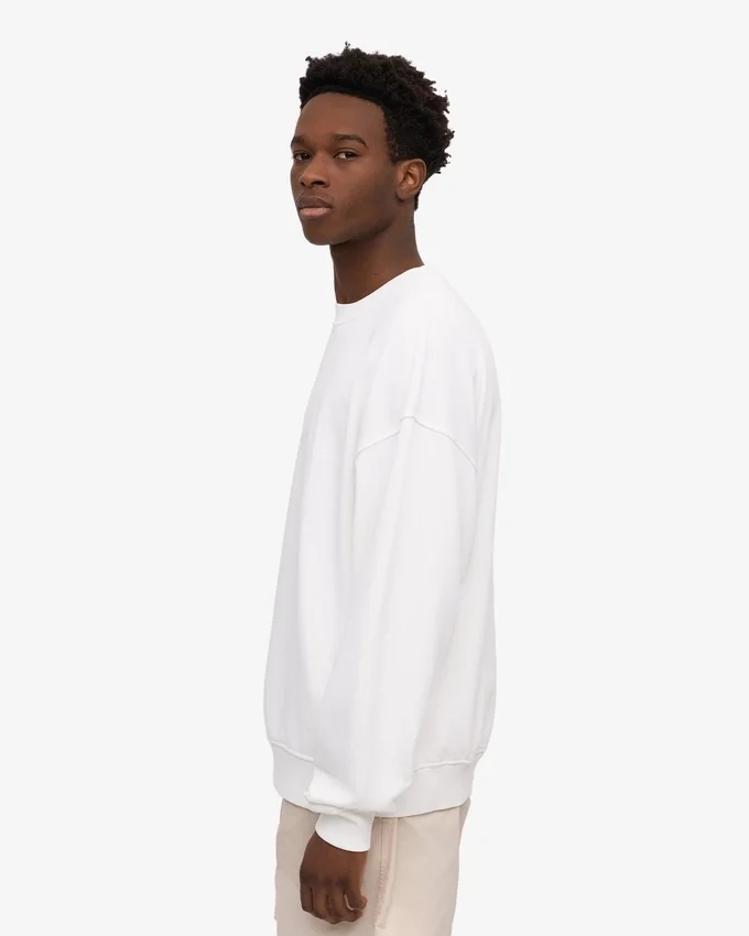 Suéter orgánico de cuello redondo oversize - Blanco óptico