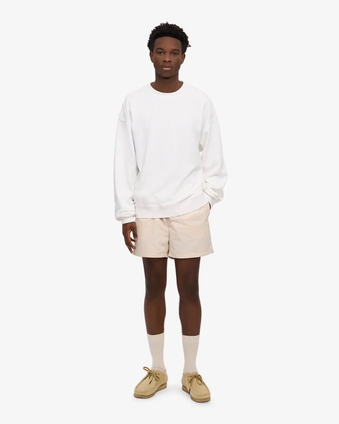 Suéter orgánico de cuello redondo oversize - Blanco óptico