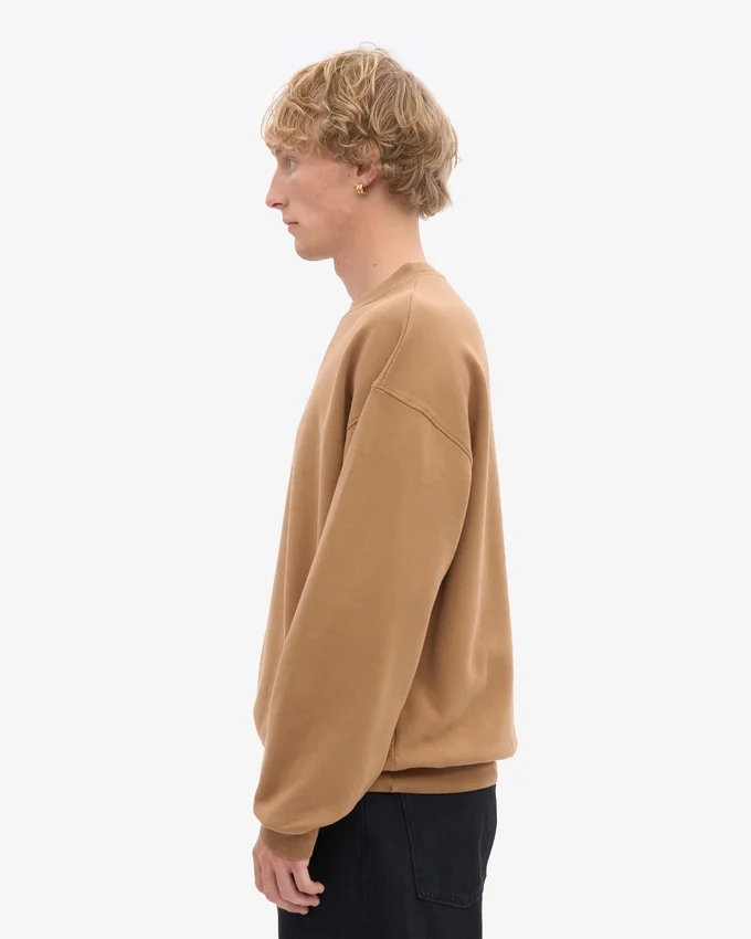 Suéter orgánico de cuello redondo oversize - Camello del Sáhara