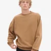 Suéter orgánico de cuello redondo oversize - Camello del Sáhara