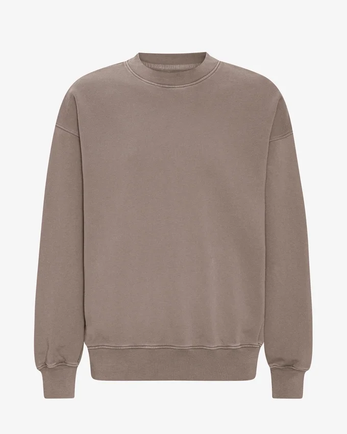 Suéter orgánico de cuello redondo oversize - Caqui descolorido