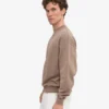 Suéter orgánico de cuello redondo oversize - Caqui descolorido
