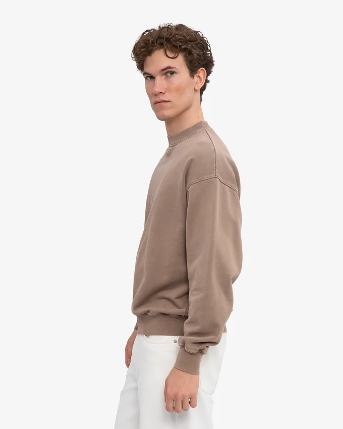 Suéter orgánico de cuello redondo oversize - Caqui descolorido