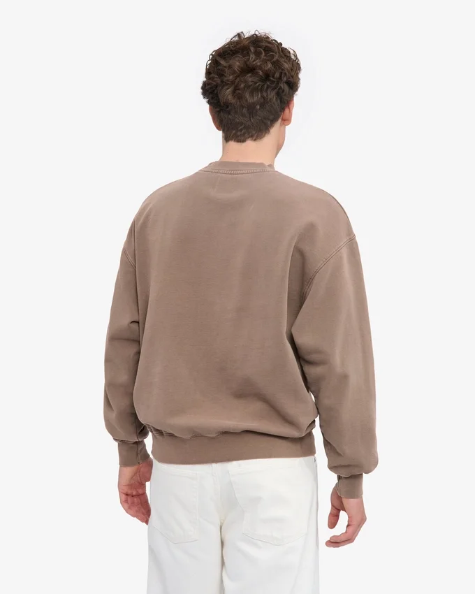 Suéter orgánico de cuello redondo oversize - Caqui descolorido