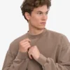 Suéter orgánico de cuello redondo oversize - Caqui descolorido