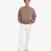 Suéter orgánico de cuello redondo oversize - Caqui descolorido