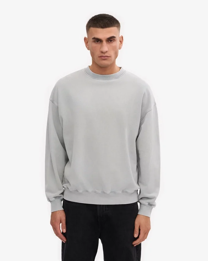 Suéter orgánico de cuello redondo oversize - Gris descolorido