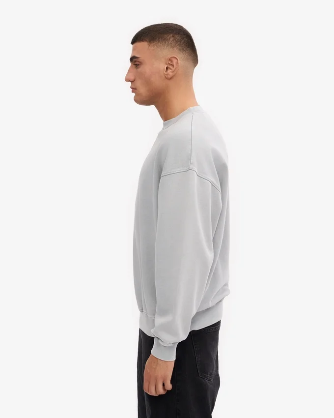 Suéter orgánico de cuello redondo oversize - Gris descolorido