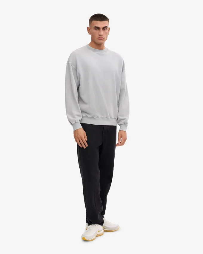Suéter orgánico de cuello redondo oversize - Gris descolorido