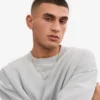Suéter orgánico de cuello redondo oversize - Gris descolorido