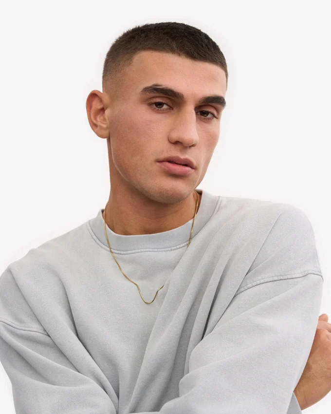 Suéter orgánico de cuello redondo oversize - Gris descolorido