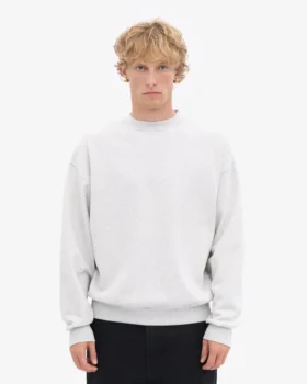 Suéter orgánico de cuello redondo oversize – Mezcla de nieve