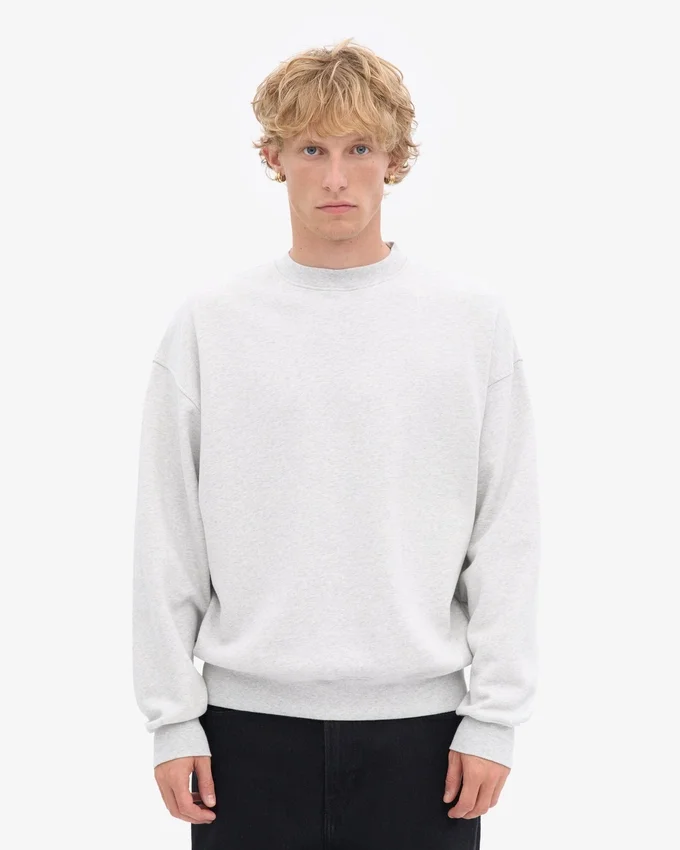 Suéter orgánico de cuello redondo oversize - Mezcla de nieve