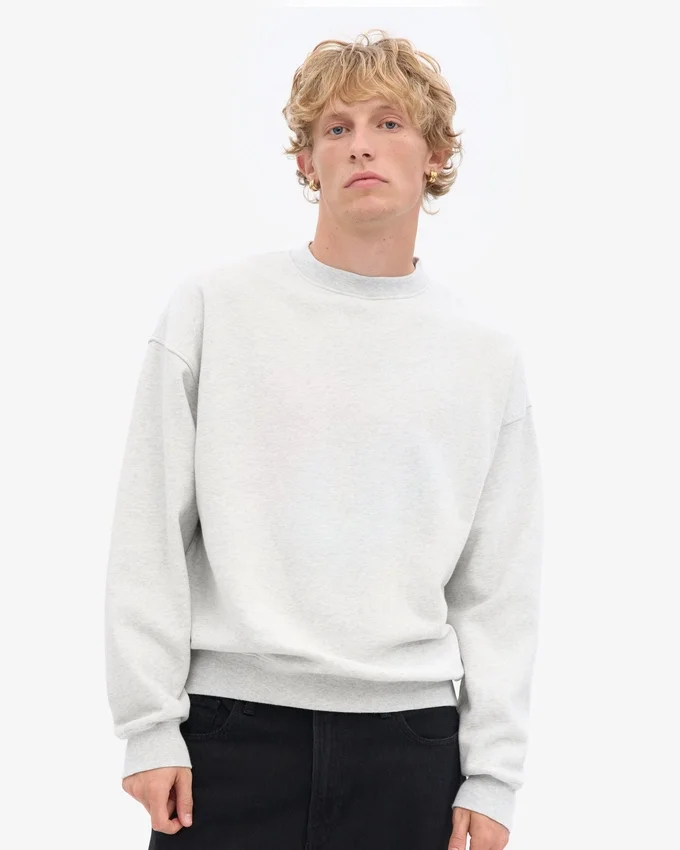Suéter orgánico de cuello redondo oversize - Mezcla de nieve