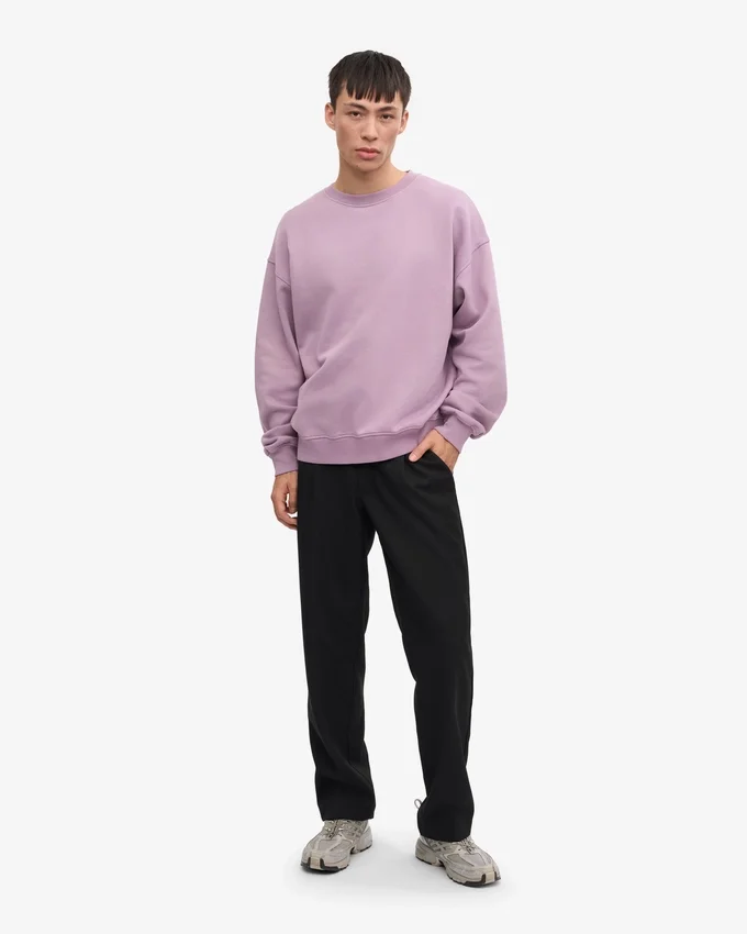 Suéter orgánico de cuello redondo oversize - Morado perlado