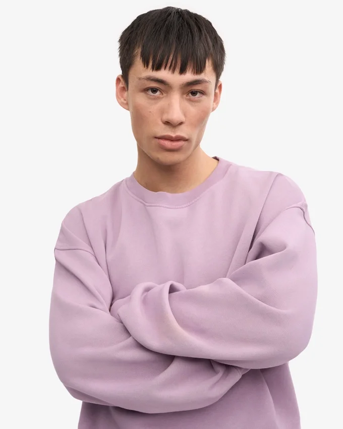 Suéter orgánico de cuello redondo oversize - Morado perlado