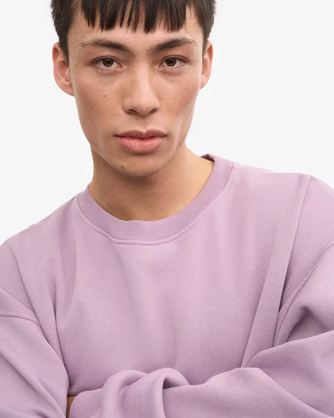 Suéter orgánico de cuello redondo oversize - Morado perlado