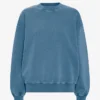 Suéter orgánico de cuello redondo oversize - Índigo deslavado