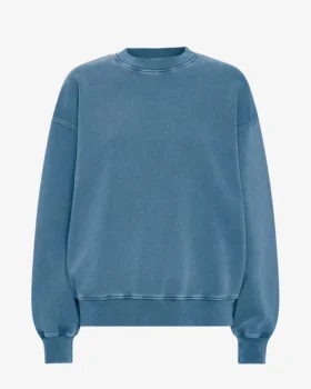 Suéter orgánico de cuello redondo oversize - Índigo deslavado