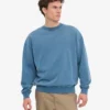 Suéter orgánico de cuello redondo oversize - Índigo deslavado