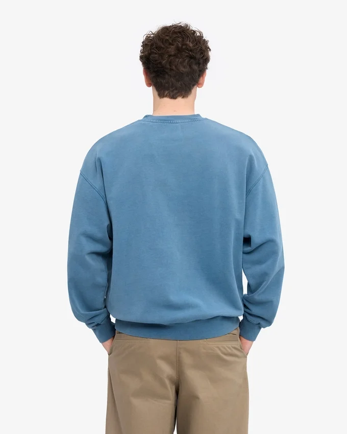 Suéter orgánico de cuello redondo oversize - Índigo deslavado